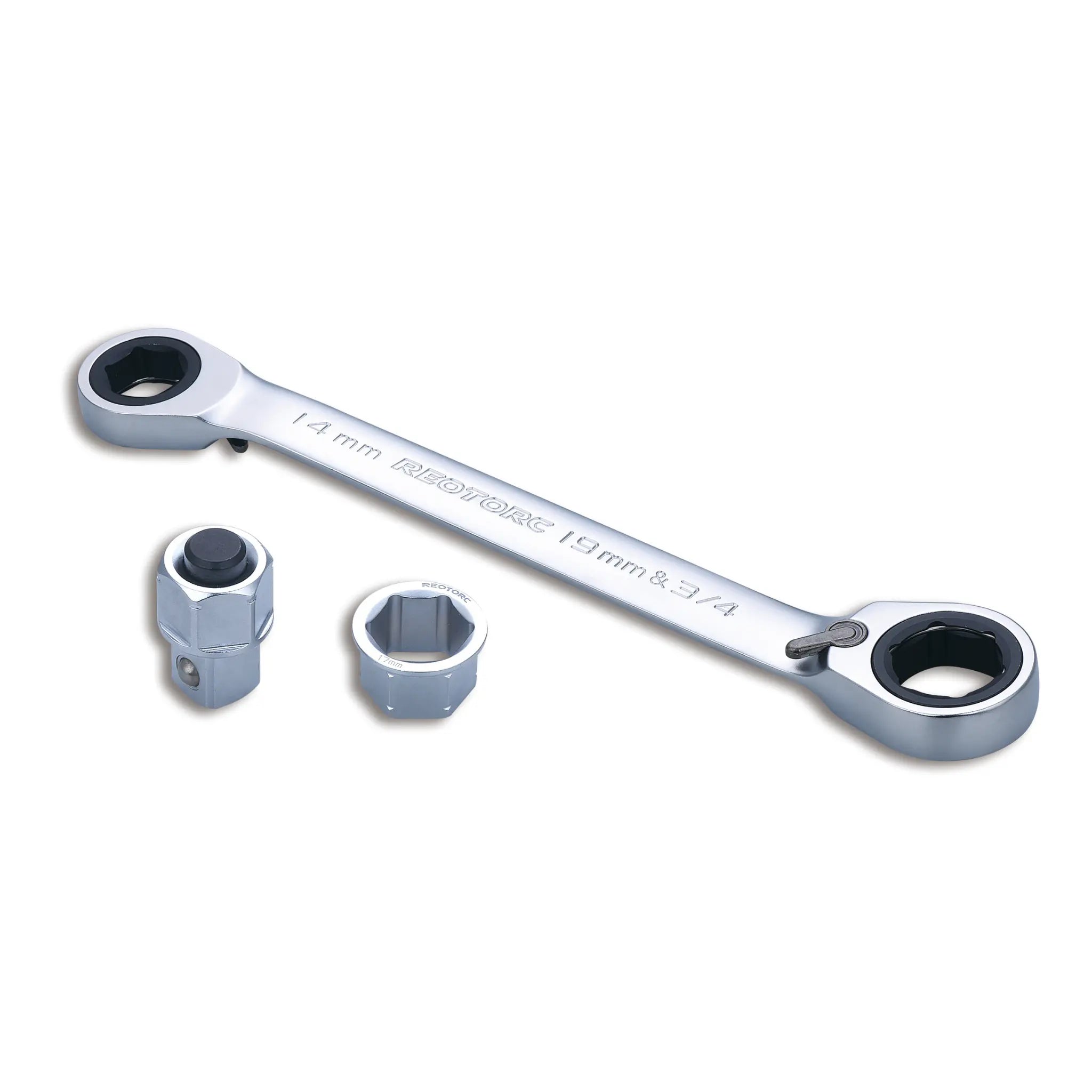 REOTORC 13PCE 6-Point Double Off Ring Driver Ratcheting Reversible Spanner with Adaptor Set