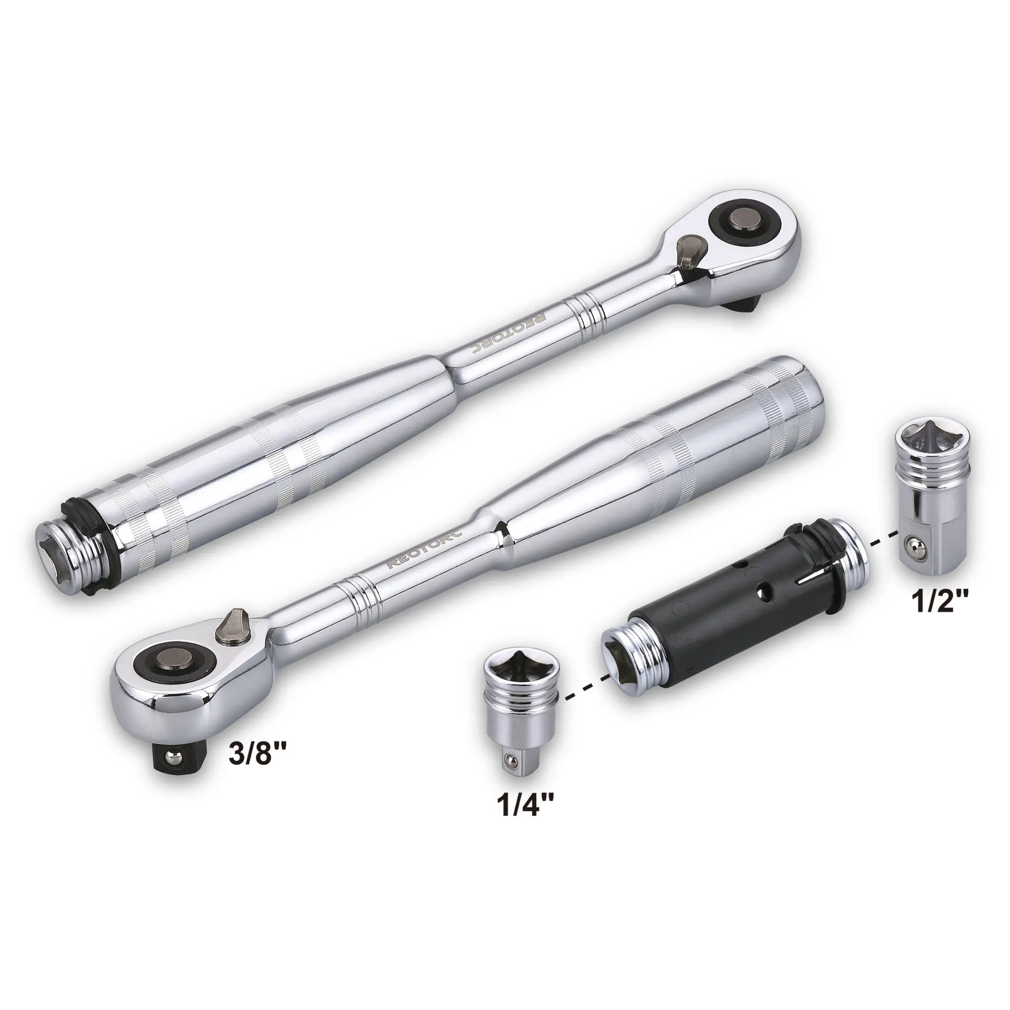 REOTORC 3-IN-1 Hollow Type Ratchet with 2PCS of Socket Adaptor